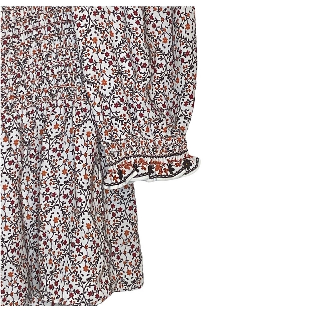Max Studio Cottagecore Floral Print Rayon Smocked Elbow Sleeve Peasant Top - Picture 11 of 12